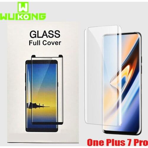 WuKong 10D UV Glass For Oneplus 7 Pro Screen Protector Full Cover Case Full Glue Liquid Tempered Glass 1+7 Pro UV Glue+UV Light