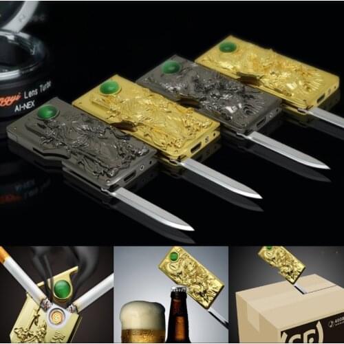 Zinc Alloy Lighter Knife USB Lighters Windproof Tungsten Turbo Rechargeable Electric Lighter Dropship Suppliers Military Gadgets