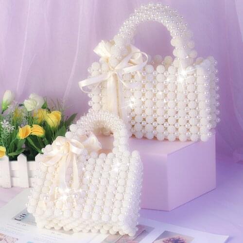 Pearl Bag Handmade Abs Beaded Fashion Banquet Party Shoulder Women Bag Female Wedding Bags Luxury Womens Coin Purse Handbag