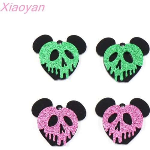 1pair) Acrylic Poison Apple Skull For Earrings Halloween Party Gift Snow White 7 Laser Cutout Acrylic Jewelry Making