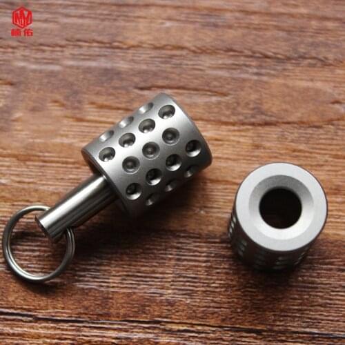 1PCS Titanium Alloy Dense Hole EDC Paracord Knife Bead Outdoor Backpack Pendant Portable Flashlight Keychain Pendant