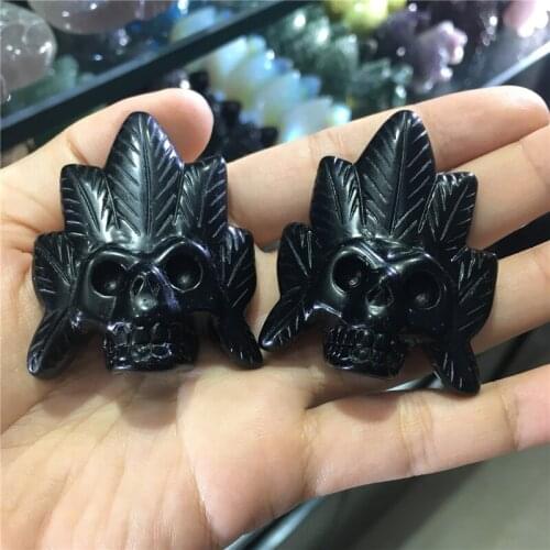 2pcs Natural stones and minerals black obsidian hand carving Indian style figurine as gifts for home decoration wholesale