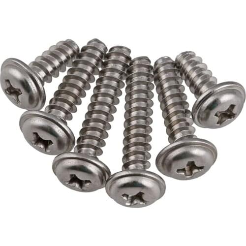 20pcs/Lot A2 304 Stainless Steel PWB Cross Phillips Round Pan Head Flat Tail with Washer Self Tapping Screw M2 M2.2 M2.6 M3 M4