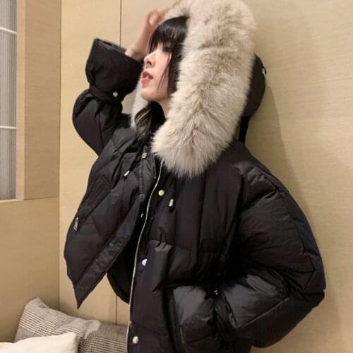 2019 winter fashion newest women down duck coat female padded loose black short white cloth khaki girl hooded all-match