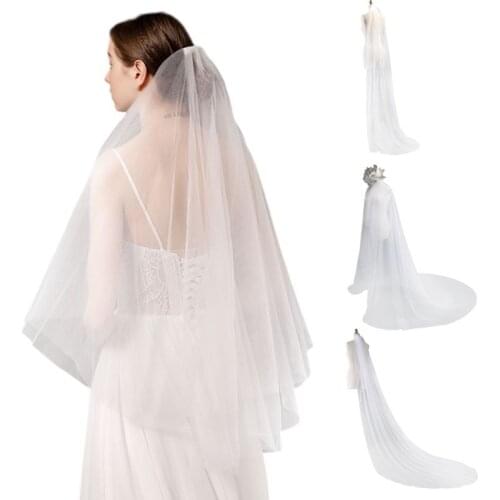 Wedding Dress Accessories Bridal Veil Simple Extra Long Trailing Nude Yarn Photography Travel Soft Yarns