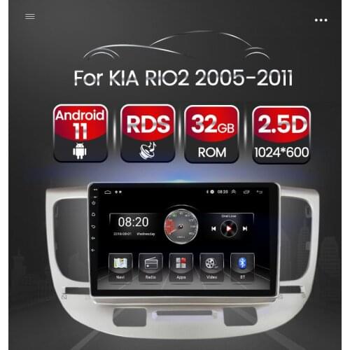 Android 11 DSP BT Car Radio Carplay For KIA RIO2 2005-2011 2.5D HD 1024*600 Video Player Multimedia GPS FM Navigation 4 Core RDS