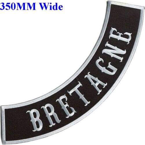 350mm length 3 colors BRETAGNE biker patches iron on patches for clothing/motorcycle jackets embroidered rocker patches