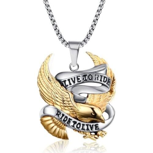 JHSL Brand Fashion stainless steel novelty Animal Eagle Pendant necklace for Men Male Chain Jewelry Christmas Gift