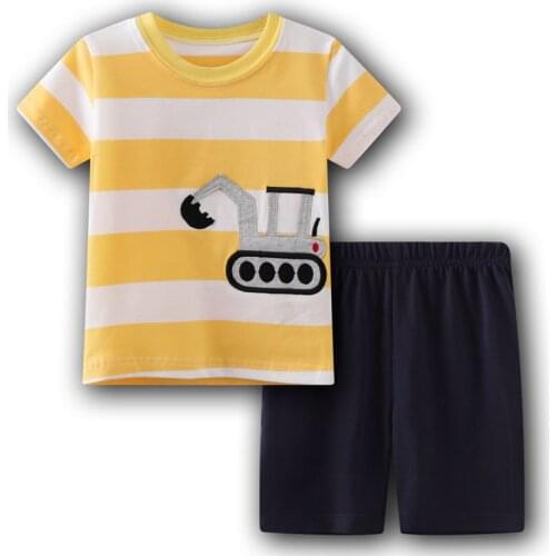 Children Pajamas 2pc Short Sleeve Cartoon Kids Sleepwear Baby Girl Clothes Sleep Suits Summer Cotton Child Pyjamas Boy Nightwear