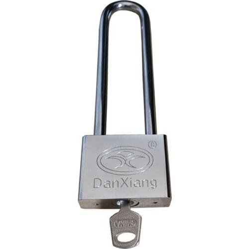 Stainless Steel Long Shackle Keyed Padlock with 3 Keys 50mm Width body, 118mm Shackle Safety Lock for Door Cabinet Drawer Shops