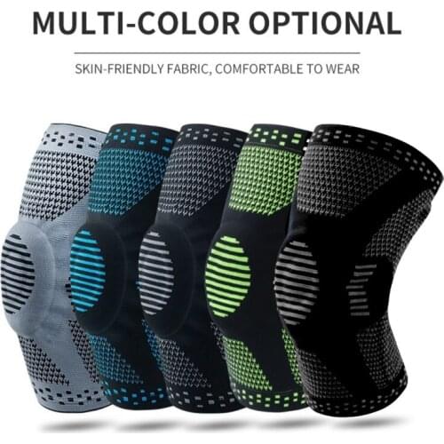 Elastic Running Compression Knee Sleeve Support Sports Kneepads Knee Patella Protector Brace Silicone Spring Knee Pad