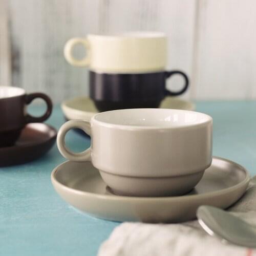 Glaze coffee cups and saucers ceramic coffee cup English afternoon tea set tea service contracted red tea cups