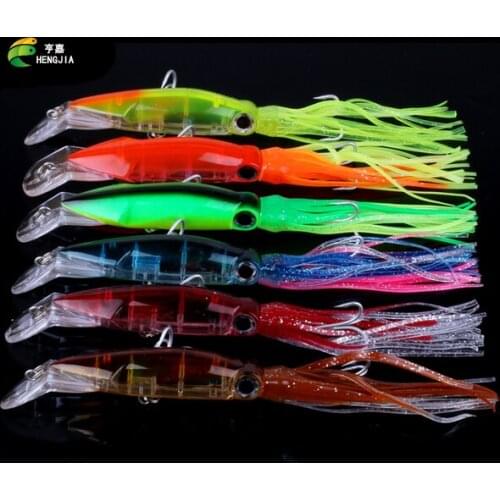 HENGJIA super quality octopus fishing lures 1pcs/lots 3D eyes 14cm 40g Minnow fishing bait soft lure for boat rock fishing