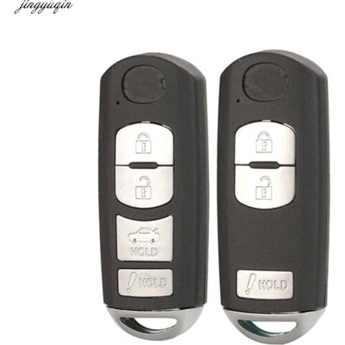 Jingyuqin 10pcs 3/4 Buttons Flip Remote Car Key Shell For Mazda X-5 Summit Axela Atenza M3 M6 With Emergency Uncut Blade