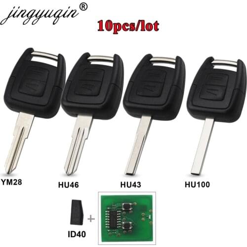 Jingyuqin 10pcs 433Mhz Chip ID40 2Buttons Remote Car key For Vauxhall Opel Astra Vectra Zafira HU43/HU100/YM28/HU46 Blade