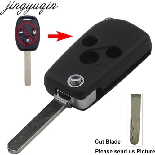 Jingyuqin Modified Flip Folding 3 Button Remote Key Shell Case Fob For Honda for JAZZ/CRV Odyssey CIVIC ACCORD Cut/Uncut