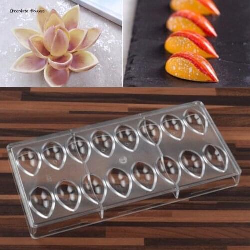 Water Drop Lotus Shaped Clear Polycarbonate 16 Holes Chocolate Mould Jelly Candy Ice Cream DIY Mold Kitchen Cake Decoration Tool