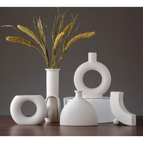 Nordic Ins Ceramic Vase Home Decoration Ornaments White Ceramic Flower Pot Art Vases Home Decorations Crafts Gifts P19