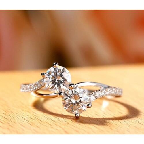 Creative Figure 8 Inlaid Double Zircon Simple Ladies Wedding Ring Net Celebrity Party Prom Jewelry