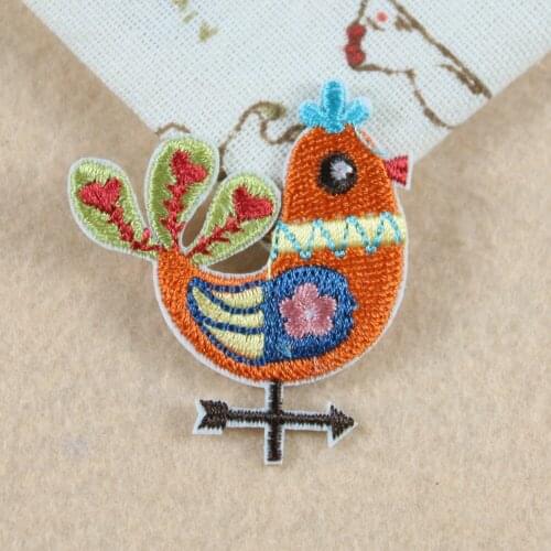 2PCS Animal Flower Cock Chicken Embroidered Iron On Patches For Clothes Applique DIY Hat Coat Accessories Fabric Sticker