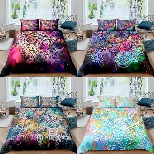 Nordic Mandala Galaxy Duvet Cover Bed Set Adult Children Bedding Set King Twin Double Comforters Couple Bohemian Bed Cover Sets