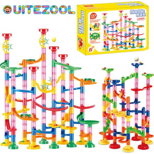 DIY childrens track tube building block ball circuit marble game running maze ball childrens toy girl building set