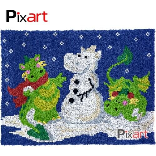 Latch Hook Rug Cartoon Dragon Crocheting Tapestry Kits DIY Carpet Rug Chunky Yarn Needlework Knitted Floor Mat Hobby & Crafts