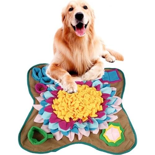 Dog Sniffing Mat Fleece Slow Food Blanket Pet Smell Training Food Dispenser Decompression Washable Feeding Bowl 48*48CM