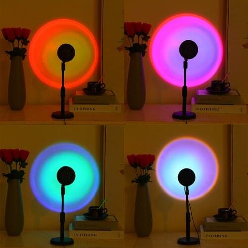 Sunset lamp Rainbow Sunset Projection Lamp Atmosphere Night Light Coffee Shop Bedroom Background Wall Decoration Colorful Lamp