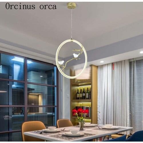 Modern minimalist Iron Art bird Chandelier living room study Gallery Chinese landscape painting LED Chandelier free shipping