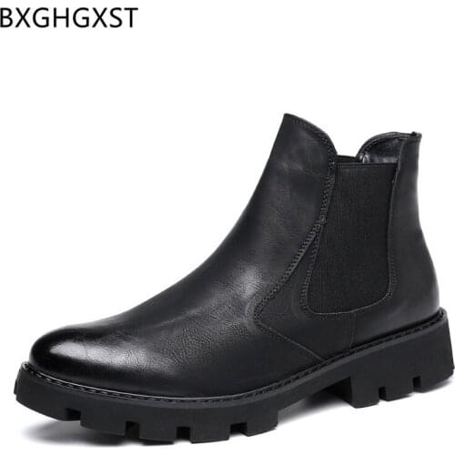Platform Shoes Ankle Boots Man Chelsea Boots for Men Male Leather Casual Shoes Snow Boots Shoes for Men 2021 Zapatillas Hombre