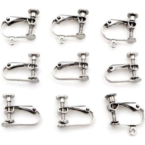 NO Fade 10pcs 15*13mm Stainless Steel Screw Ear Clip Earring Settings Rotate Pads Earring Findings For Jewelry Making Supplies