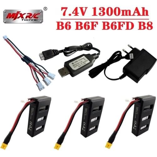 Original Battery For MJX Bugs 6 Battery and Charger 7.4V 1300mAh Lipo Battery for MJX B6 B6F B6FD B8 RC Quadcopter Spare Parts