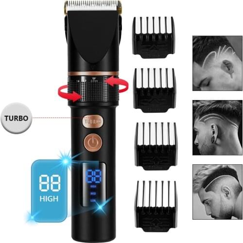 Professional Hair Clipper Trimmer For Men Barber Ceramic Blade Cutting Machine LCD Display Rechargeable Haircut for Adult Kid