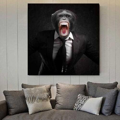 Nordic Canvas Art Painting Black White Giraffe Roaring Monkey Prints Animal Wall Art Poster Living Room Home Decor Painting