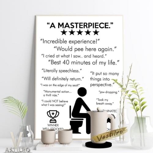 Modern Black White Minimalist Restroom Poster Humor Toilet Good Reputation Print Art Canvas Painting Funny Lavatory Wall Decor