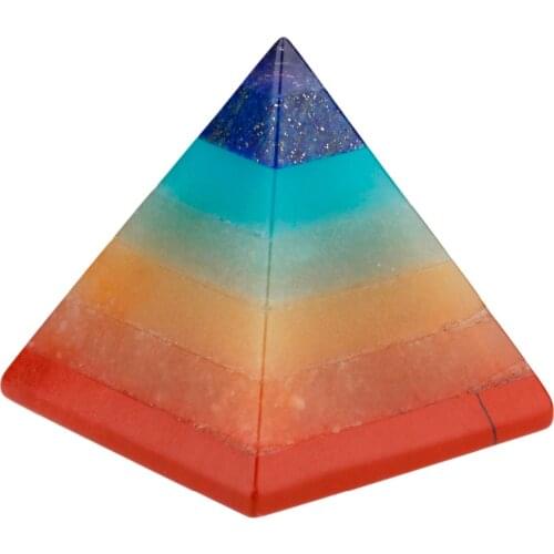 TUMBEELLUWA 7 Chakra Crystal Stone Pyramid Healing Reiki Balancing Energy Resin Craftwork Figurine 1