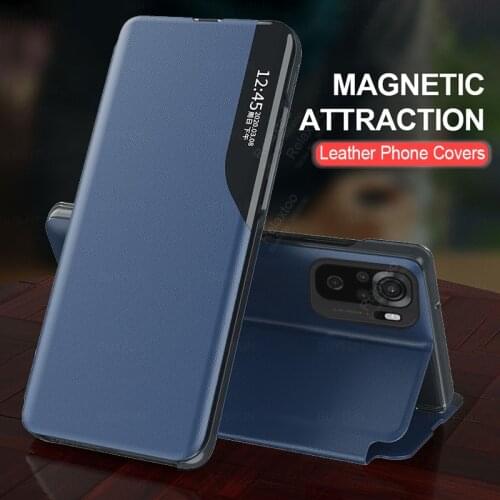 Smart Window View Magnetic Flip Leather Case For Xiaomi Redmi Note10 Pro Redmi Note 10 Pro 10Pro Cases Phone Stand Book Covers