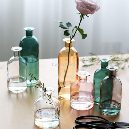 Vase Living Room Dried Flowers Nordic Ins Style Glass Transparent Dill Home Decoration Accessories Flower Vases for Homes