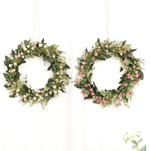 Valentine’s Day Wreath Artificial Flowers Wreath Garland With Green Leaves For Front Door Easy To Carry