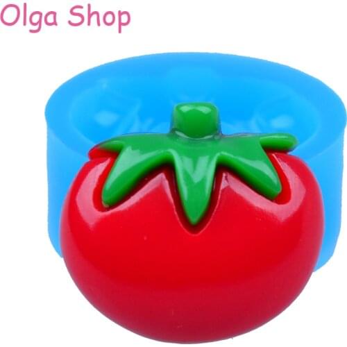 VYL051 25.8mm Tomato with Leaf Silicone Mold - Vegetable Mold Cake Decorating Tools, Fondant, Cookie Biscuit, Soap, Resin Molds