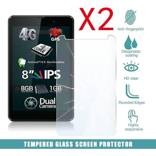 2Pcs Tablet Tempered Glass Screen Protector Cover for Allview Viva H801 LTE Full Screen Coverage Explosion-Proof Tempered Film