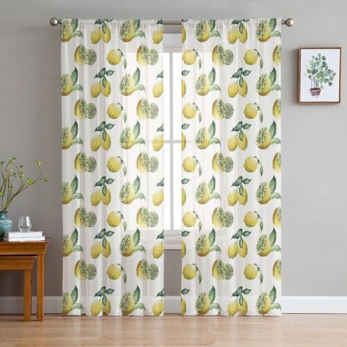 Yellow Lemon Fruit Sheer Curtains Modern Gauze Curtain for Living Room Bedroom Voile Yarn Curtains