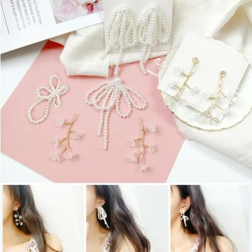 Pearl Jewelry Material Flowery Branch Temperament Accessories DIY Earring Accessories Mobile Phone Pendant 2pcs
