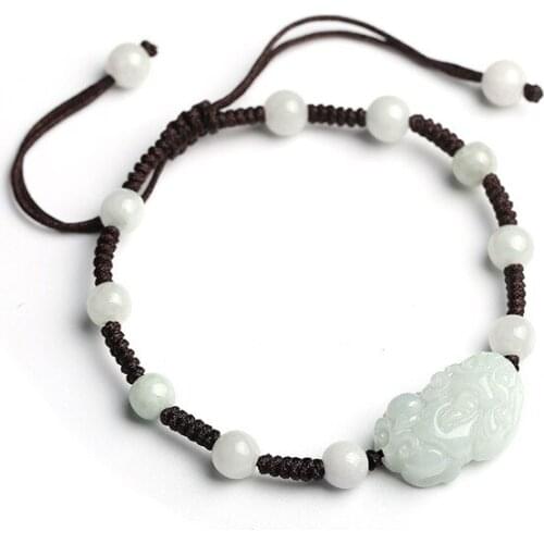 Lover Bracelets Bangles AAA Jadeite Emerald Bracelets Pixiu Round Bead Hand Made Adjustable Gift for Womens Jade Stone Jewelry