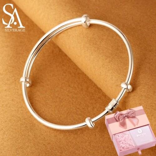 SA SILVERAGE Silver 999 Waist Fine Sterling Silver Bracelet Womens Fashion Push-pull Wedding Gifts To Send Parents Girlfriends