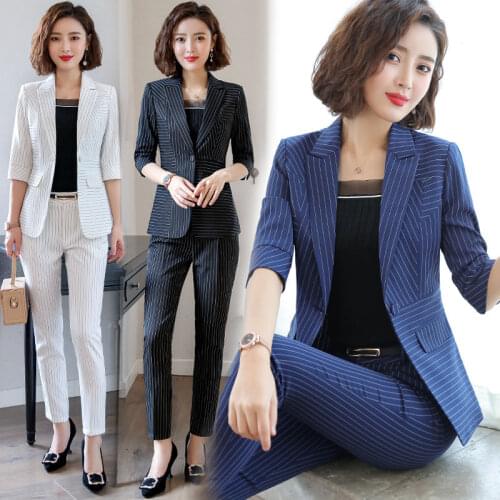 Vintage Blazer Set Single-breasted Jacket Pencil Skirt/pants 2 Pieces Casual Loose Fashion Office Wear Women Blazer Suit Korean