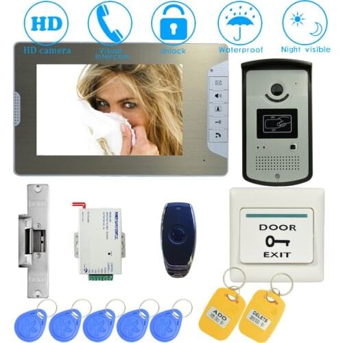 1 SET) 7" Doorbell System Wireless Remote and RFID Card Unlock Home Security Talkback Intercom system Door Release HD IR Caemra