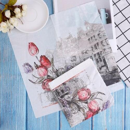20pcs Raw Wood Flower Pattern Decoupage Napkin Paper Tissue for Xmas Wedding Decor