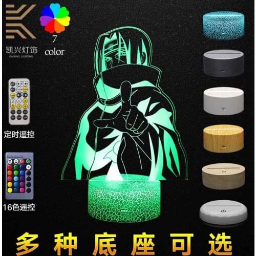 NARUTO 3D Phantom Light Anime Multi-color Touch Adjustable Light Small Table Lamp Night Light Christmas Birthday Gift 2021 New